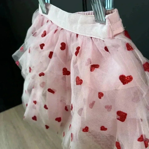 Janie and Jack pink tiered tulle sparkle hearts skirt 6-9 months - Picture 4 of 4